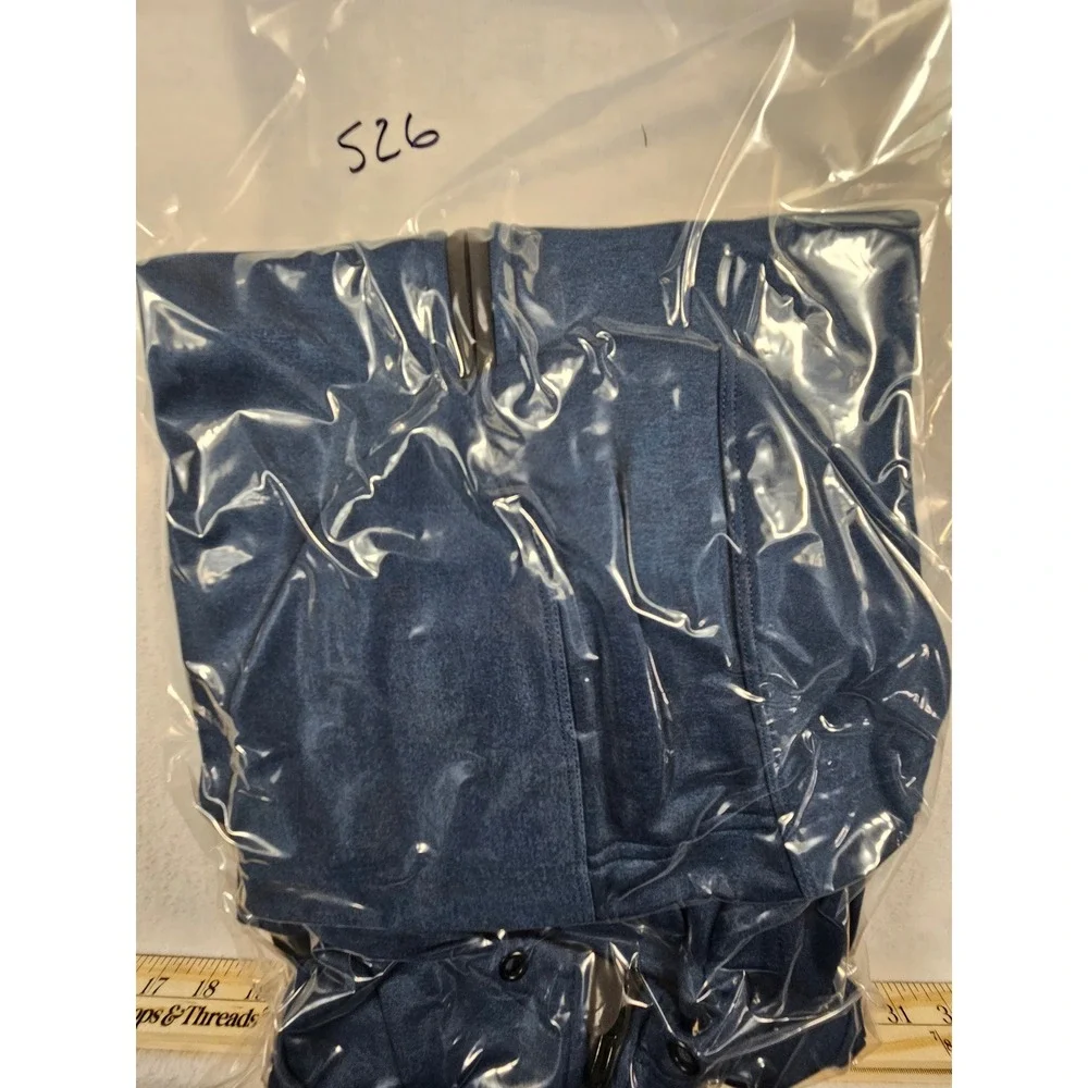 Adidas Mens Full Zip Hoodie Blue Heathered Performance Sweatshirt Large‎ RN88387